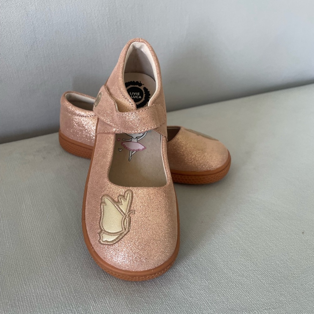 NIB Livie & Luca Girls' Rose Gold Pink Metallic Mary Jane Shoes